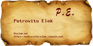 Petrovits Elek névjegykártya